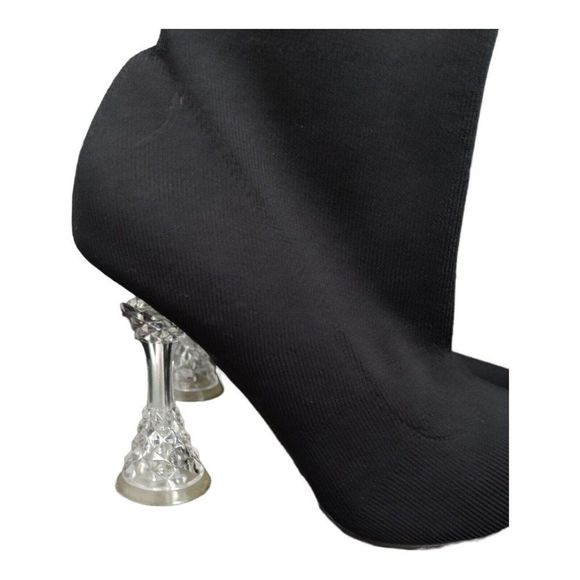 Azalea Wang Black Stretchy Bootie Spool clear High heels US size 7.5 - Picture 4 of 10